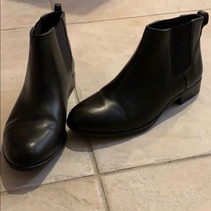 Black, trendy ankle boots